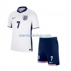 Camisola Inglaterra SAKA 7 Criança Equipamento Primeiro Euro 2024 Manga Curta